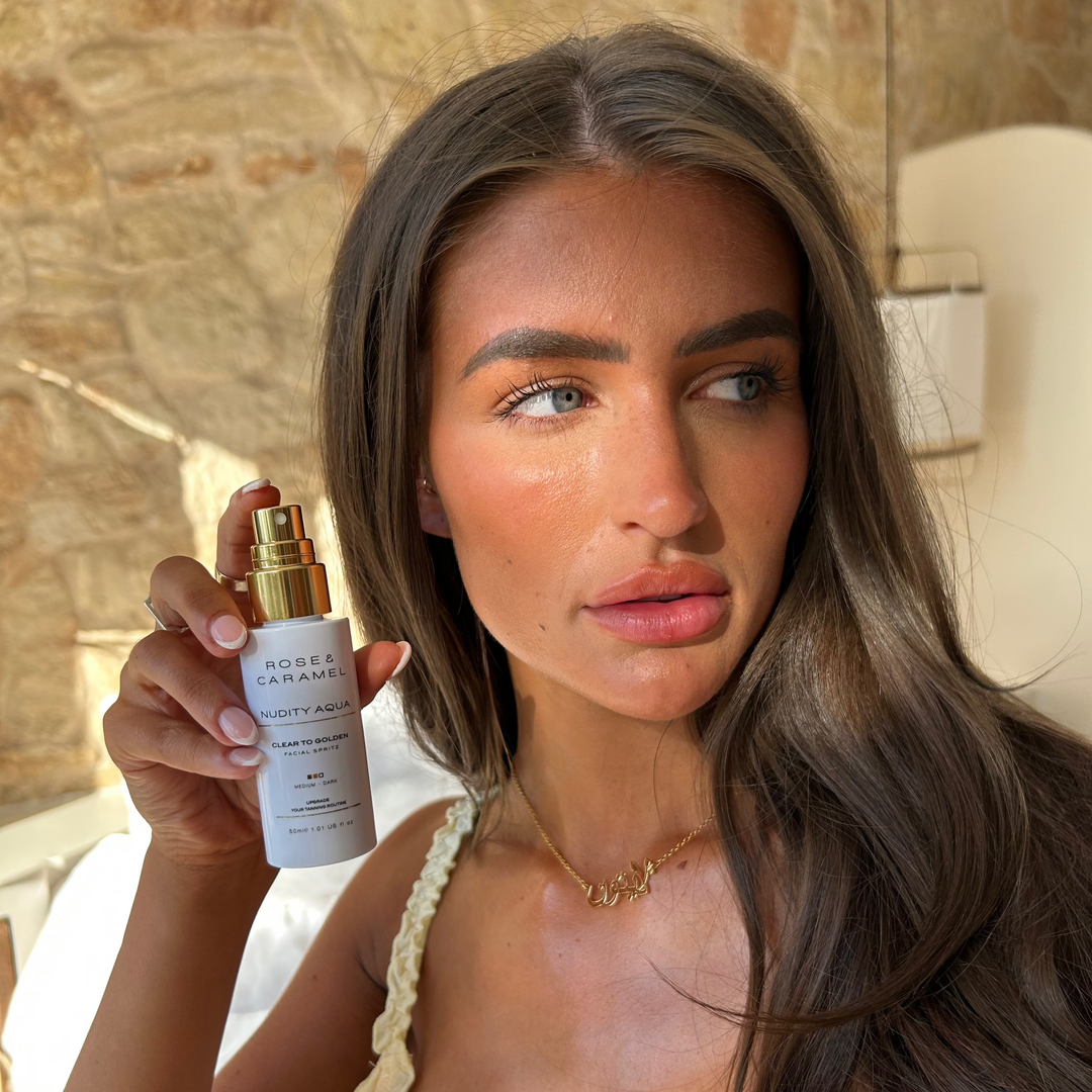 facial tanner, face tan, golden face tan, clear facial tanner, face tan mist, clear golden facial spritz.